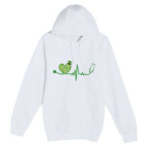 St Patricks Day Heartbeat Nurse Premium Pullover Hoodie