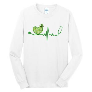 St Patricks Day Heartbeat Nurse Tall Long Sleeve T-Shirt