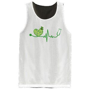 St Patricks Day Heartbeat Nurse Mesh Reversible Basketball Jersey Tank