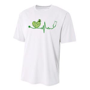 St Patricks Day Heartbeat Nurse Performance Sprint T-Shirt