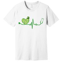 St Patricks Day Heartbeat Nurse Premium T-Shirt