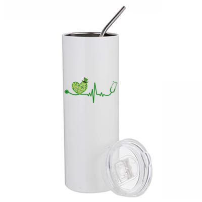 St Patricks Day Heartbeat Nurse Stainless Steel Tumbler