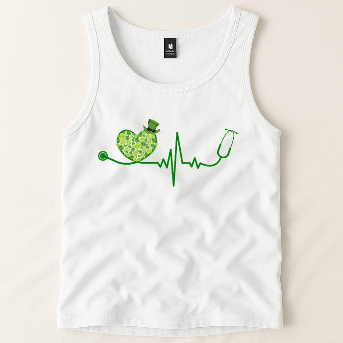 St Patricks Day Heartbeat Nurse Tank Top