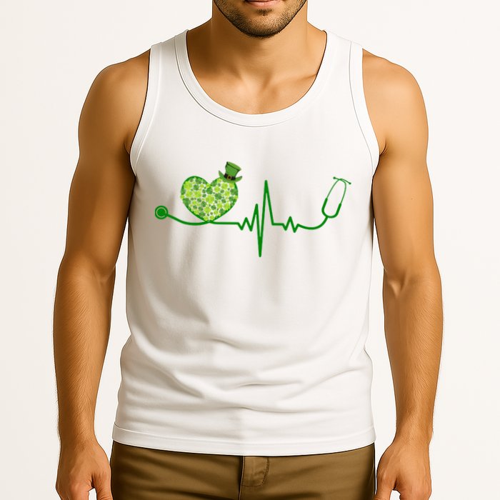 St Patricks Day Heartbeat Nurse Tank Top