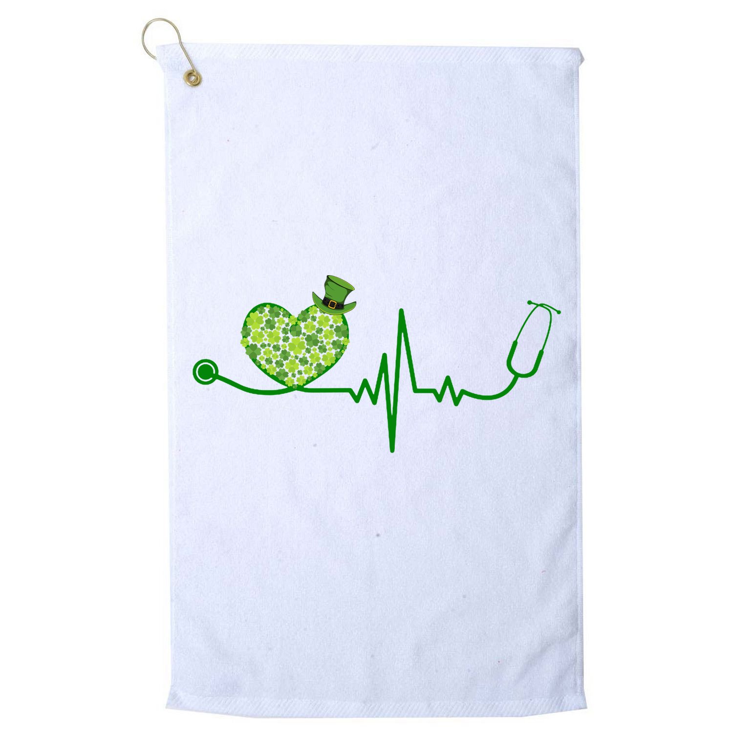 St Patricks Day Heartbeat Nurse Golf Towel
