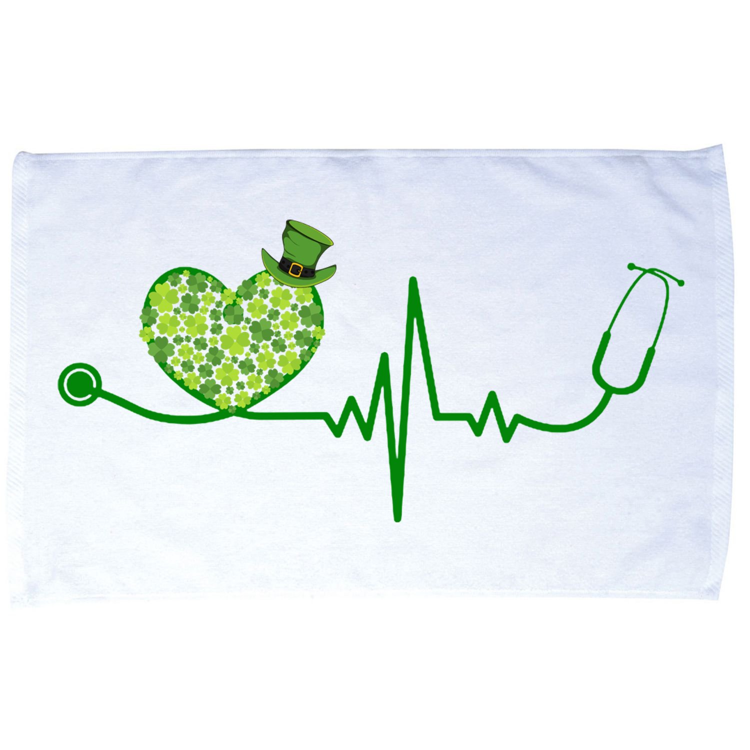 St Patricks Day Heartbeat Nurse Microfiber Hand Towel