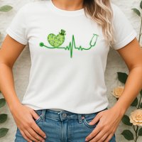 St Patricks Day Heartbeat Nurse Womens T-Shirt