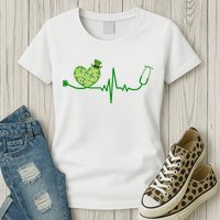 St Patricks Day Heartbeat Nurse Womens T-Shirt
