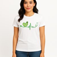 St Patricks Day Heartbeat Nurse Womens T-Shirt