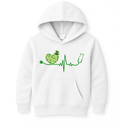 St Patricks Day Heartbeat Nurse Kids Hoodie
