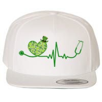 St Patricks Day Heartbeat Nurse Wool Snapback Cap