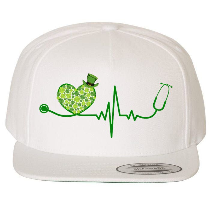 St Patricks Day Heartbeat Nurse Wool Snapback Cap