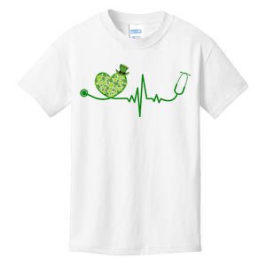 St Patricks Day Heartbeat Nurse Kids T-Shirt