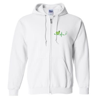 St Patricks Day Heartbeat Nurse Full Zip Hoodie