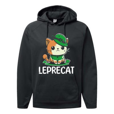 St Patricks Day Parade leprecat Funny irish cat Performance Fleece Hoodie