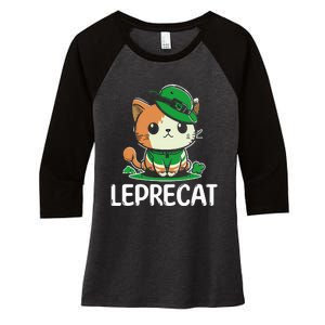 St Patricks Day Parade leprecat Funny irish cat Women's Tri-Blend 3/4-Sleeve Raglan Shirt