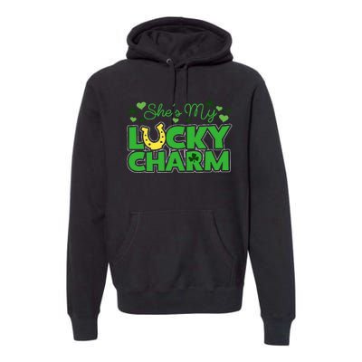 St. Patrick's Day Irish Shamrock Gift She's My Lucky Charm Premium Hoodie