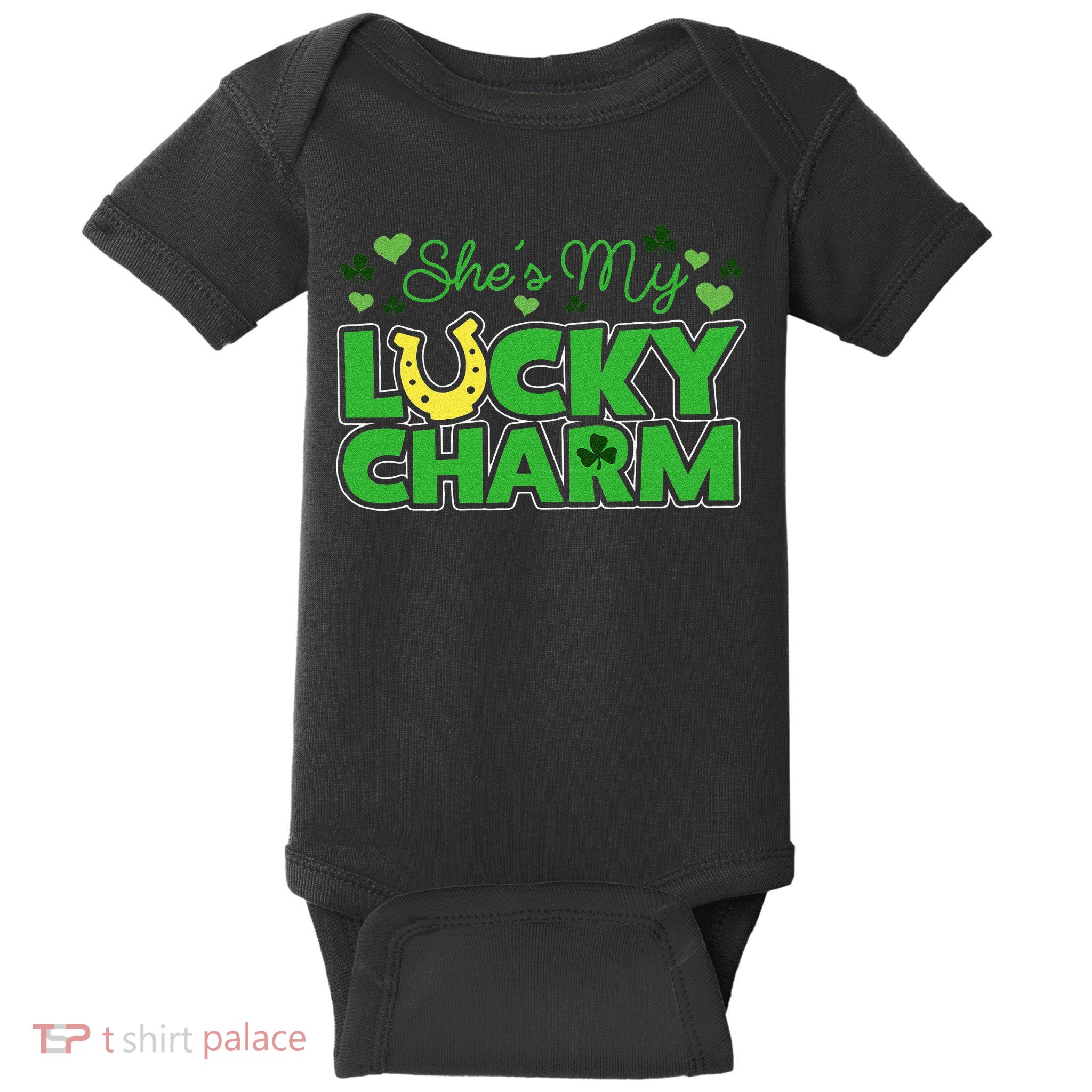 St. Patrick's Day Irish Shamrock Gift She's My Lucky Charm Baby Bodysuit