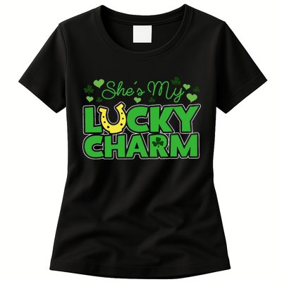 St. Patrick's Day Irish Shamrock Gift She's My Lucky Charm Womens T-Shirt