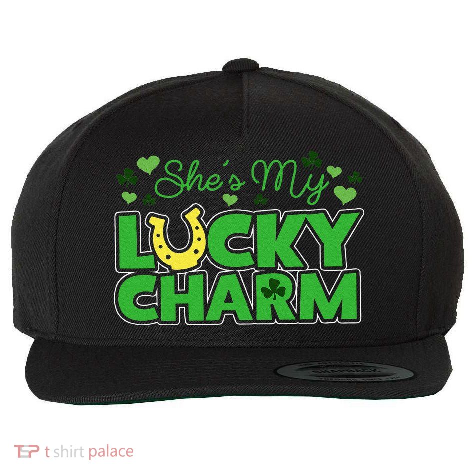 St. Patrick's Day Irish Shamrock Gift She's My Lucky Charm Wool Snapback Cap