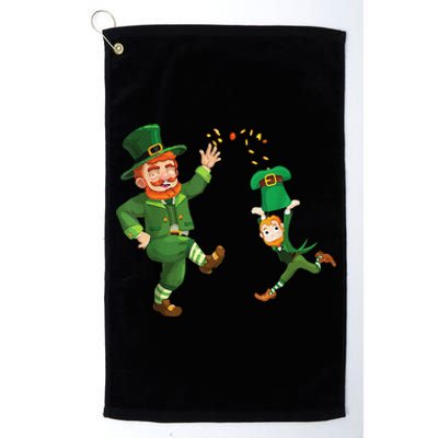 St Patricks Day Leprechaun Riding Dinosaur Gift Platinum Collection Golf Towel