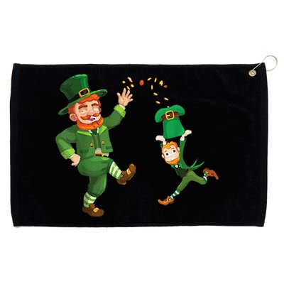 St Patricks Day Leprechaun Riding Dinosaur Gift Grommeted Golf Towel