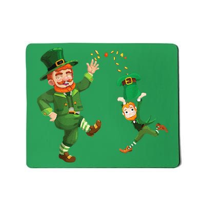 St Patricks Day Leprechaun Riding Dinosaur Gift Mousepad