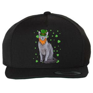 St Patricks Day Russian Blue Cat Shamrock Gift Cool Gift Wool Snapback Cap