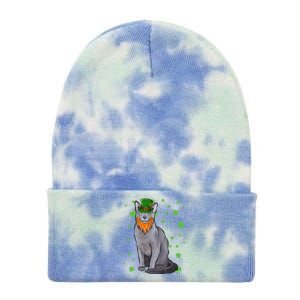 St Patricks Day Russian Blue Cat Shamrock Gift Cool Gift Tie Dye 12in Knit Beanie