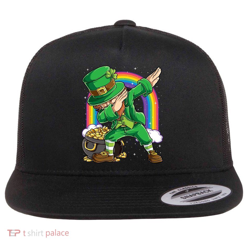 St Patricks Day Dabbing Leprechaun Funny Dab Dance Meaningful Gift Flat Bill Trucker Hat