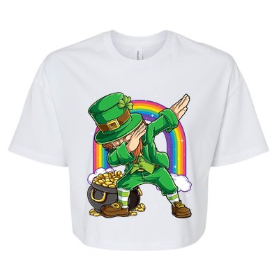 St Patricks Day Dabbing Leprechaun Funny Dab Dance Meaningful Gift Bella+Canvas Jersey Crop Tee