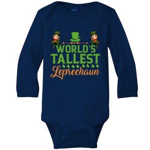 St Patricks Day Funny World's Tallest Leprechaun Gift Baby Long Sleeve Bodysuit