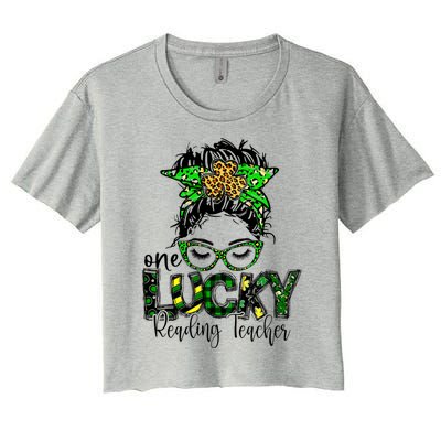 St Patrick Day Teacher Love One Lucky Reading Teacher Cool Gift Women's Crop Top Tee