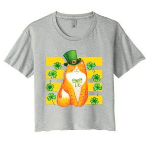 Saint Patrick's Day Cat Shamrock St Paddy Kitten Ireland Meaningful Gift Women's Crop Top Tee