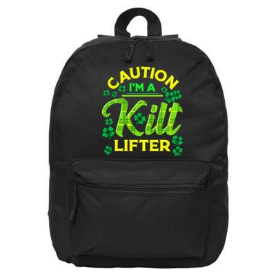 St Patrick's Day Caution I'm A Kilt Lifter 16 in Basic Backpack