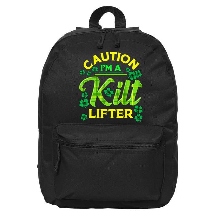 St Patrick's Day Caution I'm A Kilt Lifter 16 in Basic Backpack