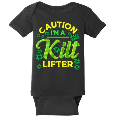 St Patrick's Day Caution I'm A Kilt Lifter Baby Bodysuit