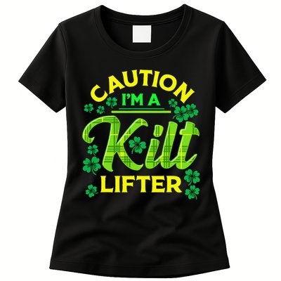 St Patrick's Day Caution I'm A Kilt Lifter Womens T-Shirt