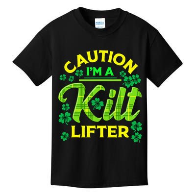 St Patrick's Day Caution I'm A Kilt Lifter Kids T-Shirt