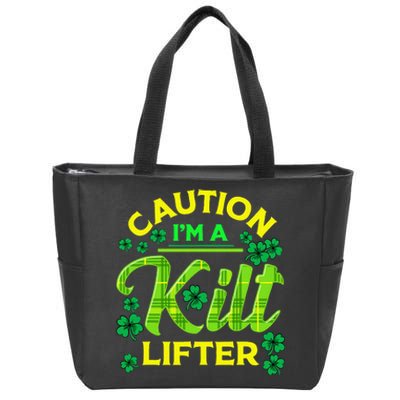 St Patrick's Day Caution I'm A Kilt Lifter Zip Tote Bag