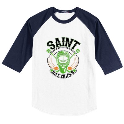 St Patricks Day Saint Hat Tricks Hockey Shamrock Kids Boys  Baseball Sleeve Shirt