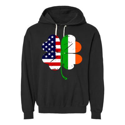 St Patricks Day Irish American Flag Garment-Dyed Fleece Hoodie