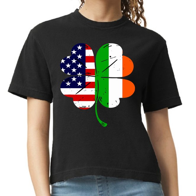St Patricks Day Irish American Flag Comfort Colors Boxy T-Shirt