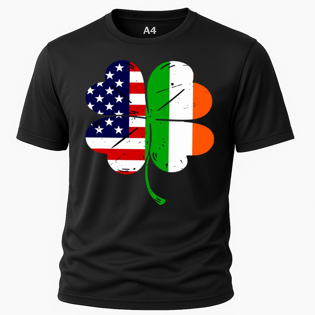 St Patricks Day Irish American Flag Cooling Performance Crew T-Shirt