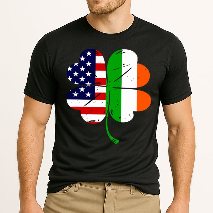 St Patricks Day Irish American Flag Cooling Performance Crew T-Shirt