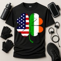 St Patricks Day Irish American Flag Cooling Performance Crew T-Shirt