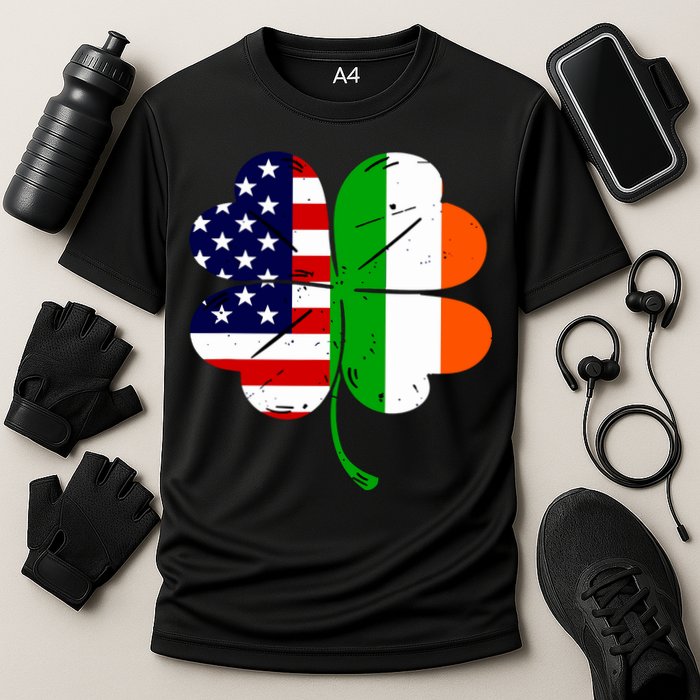 St Patricks Day Irish American Flag Cooling Performance Crew T-Shirt