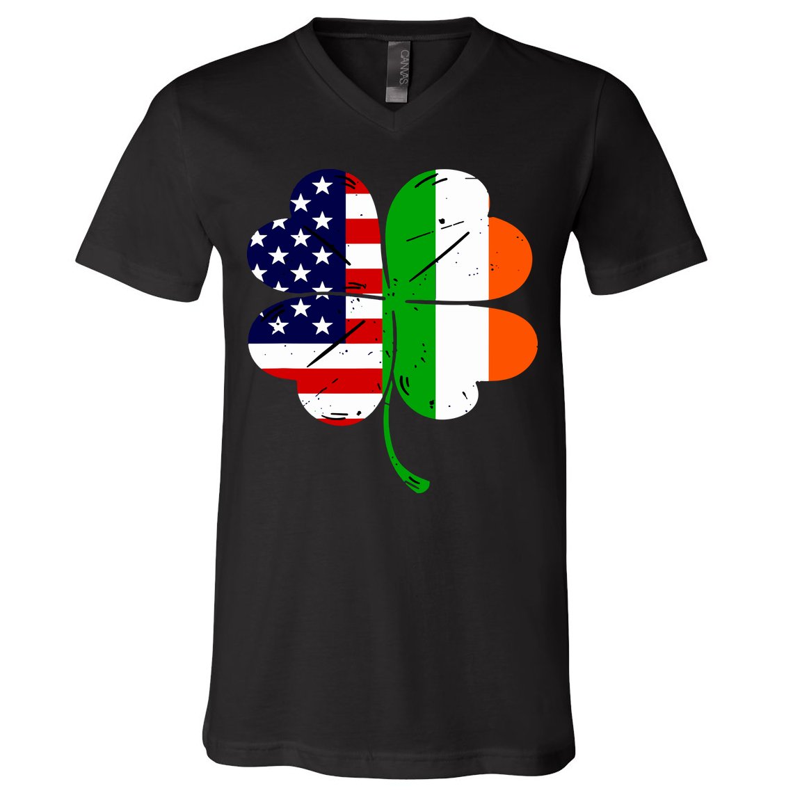 St Patricks Day Irish American Flag V-Neck T-Shirt