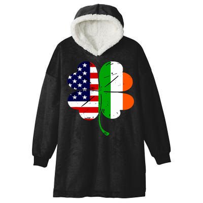 St Patricks Day Irish American Flag Hooded Wearable Blanket