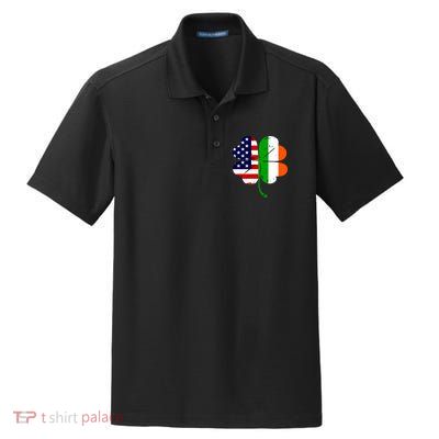 St Patricks Day Irish American Flag Dry Zone Grid Polo